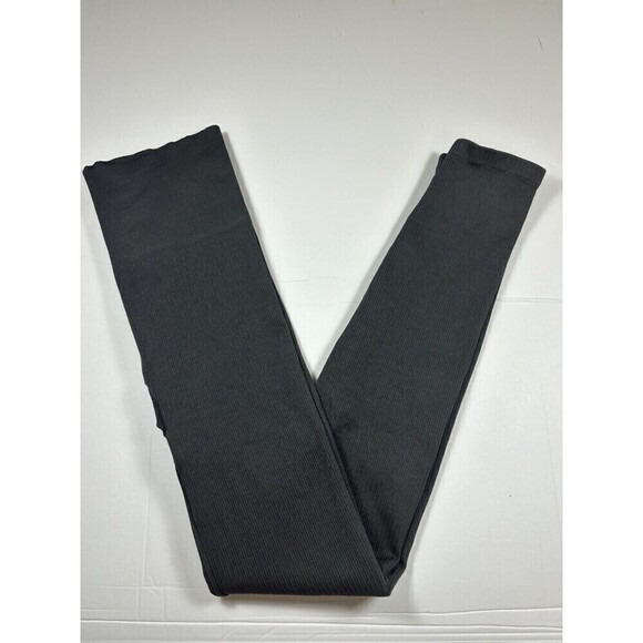 Spanx Ribbed Seamless Leggings Dark Grey Size Medium High Waist Athleisure - Picture 1 of 6